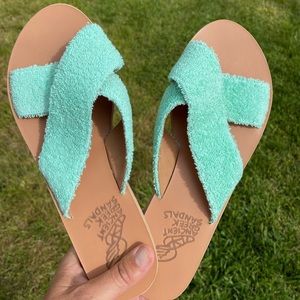 Ancient Greek sandals Thais Terry Aqua sandal